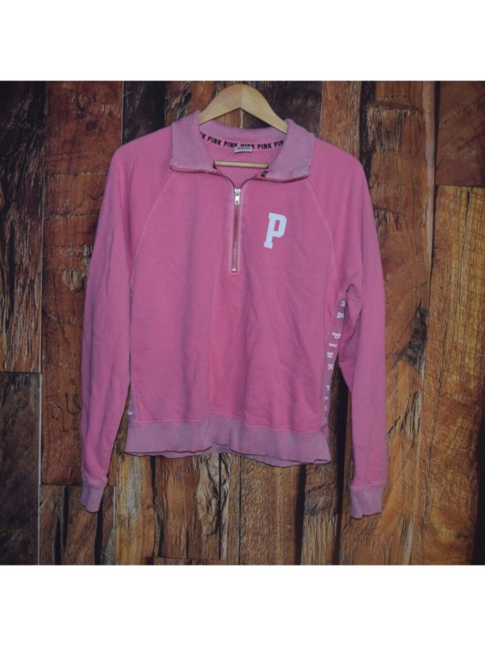 Victoria's Secret Pink Women's Sz M Quarter Zip Pullover Sweatshirt